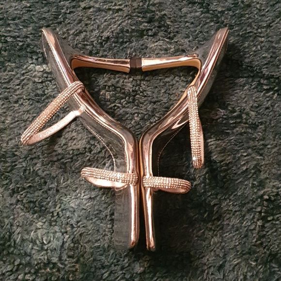 Ladies Rhinestone Going Square Toe Sandals. Sz 39 - Picture 3 of 5